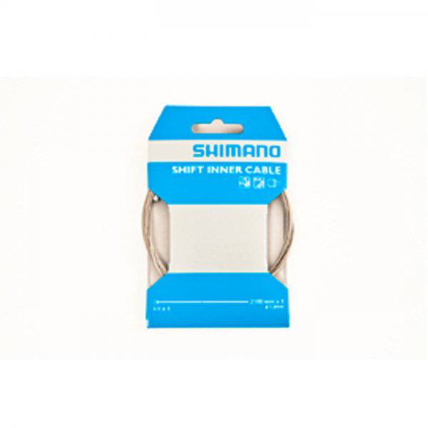 Shimano stainless steel gear inner wire for road and MTB bikes, 1.2mm x 2100mm, bike components for gear shifting.
