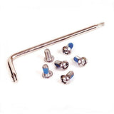 M Part M5 Torx stainless steel disc rotor bolts with thread-lock and tool for bicycle brake components.