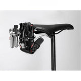 Elite Skekane rear mount system rack in black for triathlon bike storage, showing the sturdy bike rack attachment on a triathlon bike.