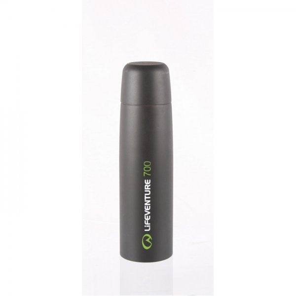 Lifeventure 700ml vacuum flask made of stainless steel, insulated for hot and cold drinks, shown with a sleek, modern design.