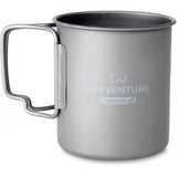 Lifeventure titanium camping mug with 450ml capacity, durable outdoor accessory for hiking and camping.