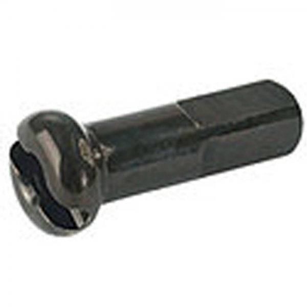 DT Swiss Prolock black brass nipples with Loctite threadlock, 16 mm, box of 100, for bicycle wheel components.