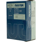 Nutrak bike inner tube with Schrader valve, fits 26 x 1-1/4 to 1-3/8 inch tires, suitable for bicycle components.