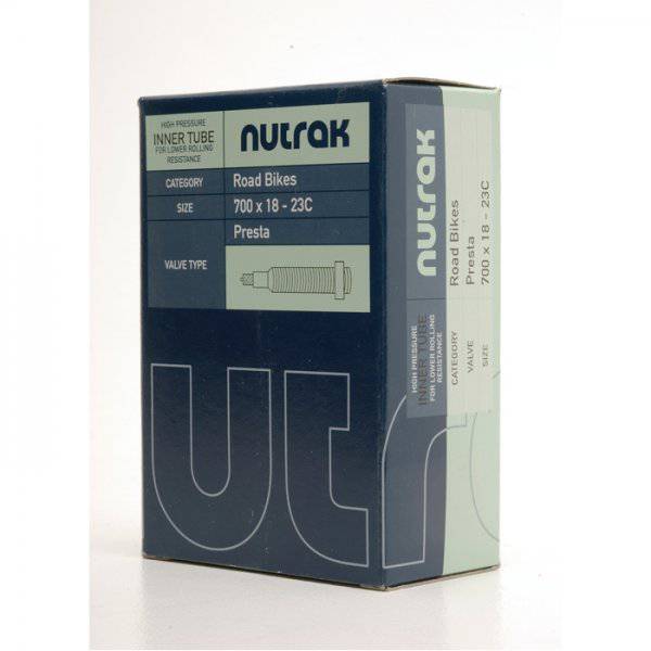 Nutrak 700x19-25C Presta valve inner tube for road bikes with 39mm valve, designed for bicycle wheel components.