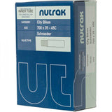 Nutrak 700 x 35-45C Schrader valve inner tube for road bikes, durable replacement component with visible valve and packaging.
