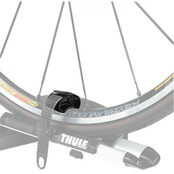 Thule wheel strap adaptors for cycle carriers securing low profile bike rims with durable, protective accessories.
