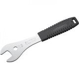 Shimano TL-HS38 18mm cone spanner for bike cone nut adjustment, genuine Shimano workshop tool in use.
