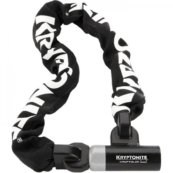 Kryptonite Kryptolok 995 integrated bike chain lock, 9.5mm gold-colored security lock with chain, for bike protection.