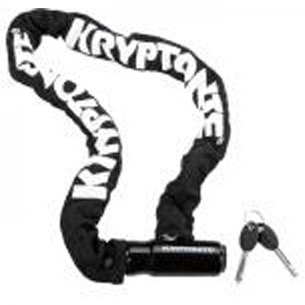 Kryptonite Keeper 785 integrated chain lock with 7mm thick chain, 85cm length, Sold Secure Bronze security rating, accessories.