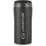 Lifeventure 300ml matte black thermal mug with leak-proof lid, insulated travel cup, perfect for hot and cold beverages on the go.