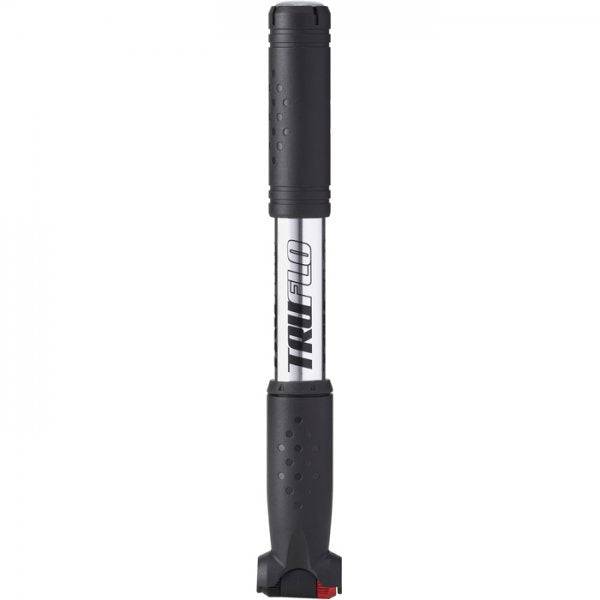 Truflo Micro 4 Mini bike pump with flexi head for Presta and Schrader valves, compact cycling accessories.