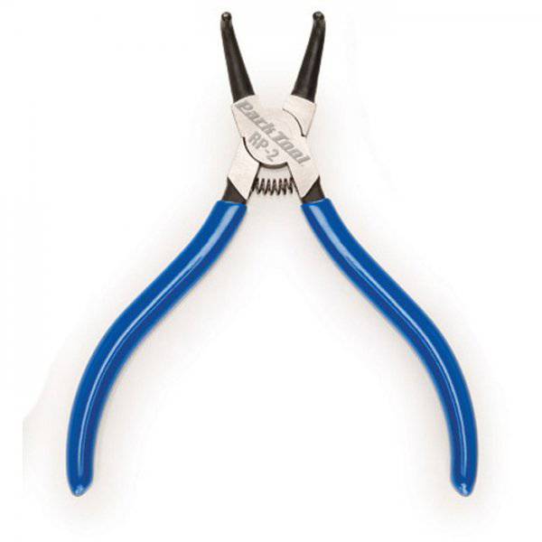 Park Tool RP-2 snap ring pliers with 1.3mm bent tips for internal circlips, ideal for suspension and hydraulic system repairs.