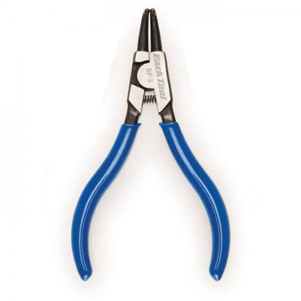 Park Tool RP-3 snap ring pliers with 1.3mm bent tips, designed for external circlips in suspension and hydraulic systems.