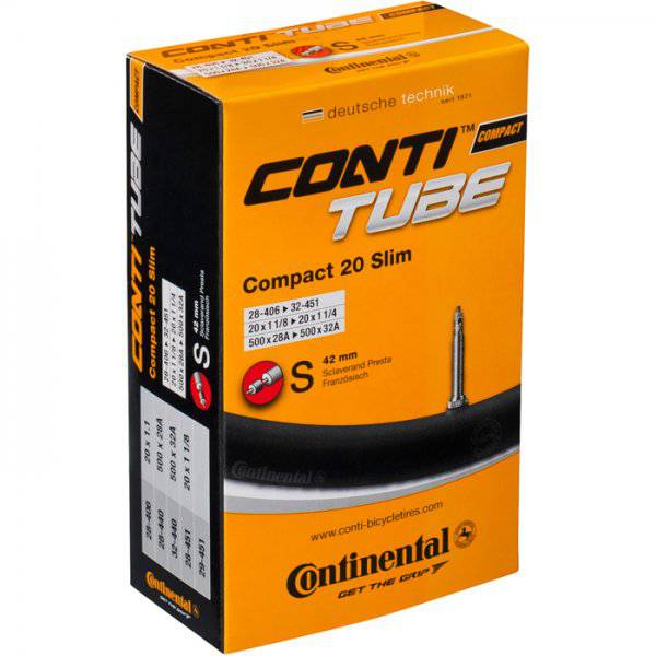 Continental compact bicycle inner tube with Schrader valve, 24x2.00-2.40 inch, suitable for 24-inch tires.