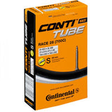 Black Continental Race Tube Presta Valve 42mm for 700x25-35C road bike tires, component for bike tubes and inner tubes.