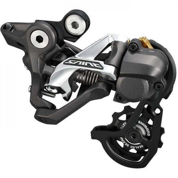 Shimano Saint RD-M820 10-speed rear derailleur with Shadow+ design and direct mount for MTB bikes.