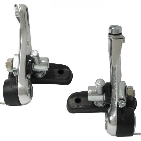 Shimano Altus cantilever brakes pair for mountain, cyclo-cross, and touring bikes, shown mounted on bike frame.