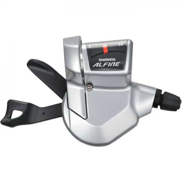 Shimano Alfine S700 11-speed MTB shift lever with optical gear display and cables, mountain bike component.