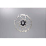 Shimano Deore SM-RT64 centre-lock disc brake rotor for mountain biking and cycling performance, shown in close-up.