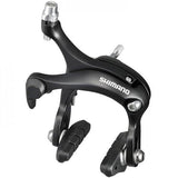 Shimano Tiagra R451 57mm road bike caliper brakes with Super SLR dual pivot mechanism, mounted on a bicycle wheel.