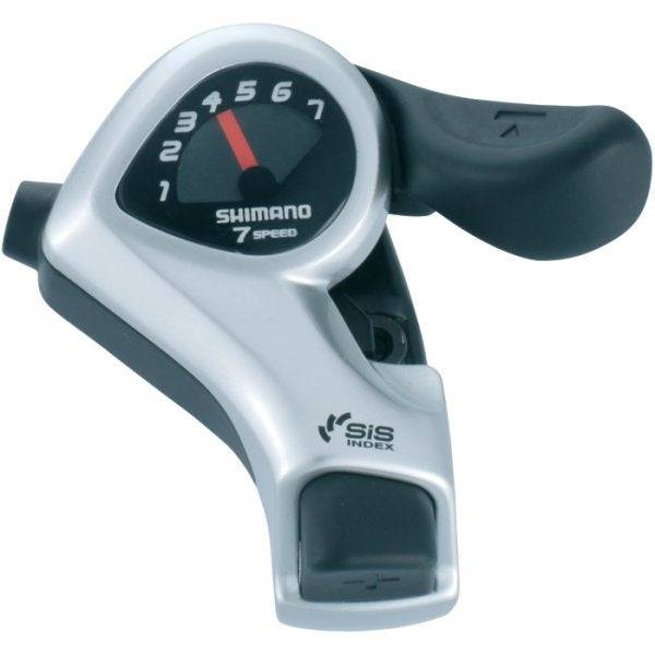Shimano TX50 MTB shift lever pair for 7-speed drivetrains, smooth indexed shifters for mountain bike components