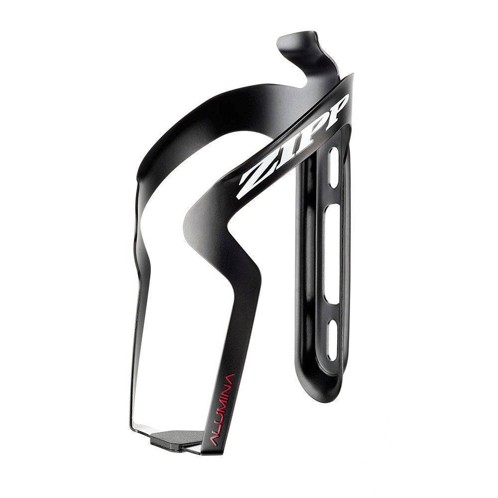 Zipp Alumina aluminum bike bottle cage in black, durable accessory for holding water bottles on bikes.