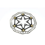 Aztec 180mm semi-floating bike disc brake rotor showing detailed vented design for high-performance cycling components.