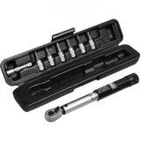PRO Workshop torque wrench with 3/4/5/6mm Allen and T25/T30 sockets for precise bike repairs, featuring a sturdy handle and metal components.