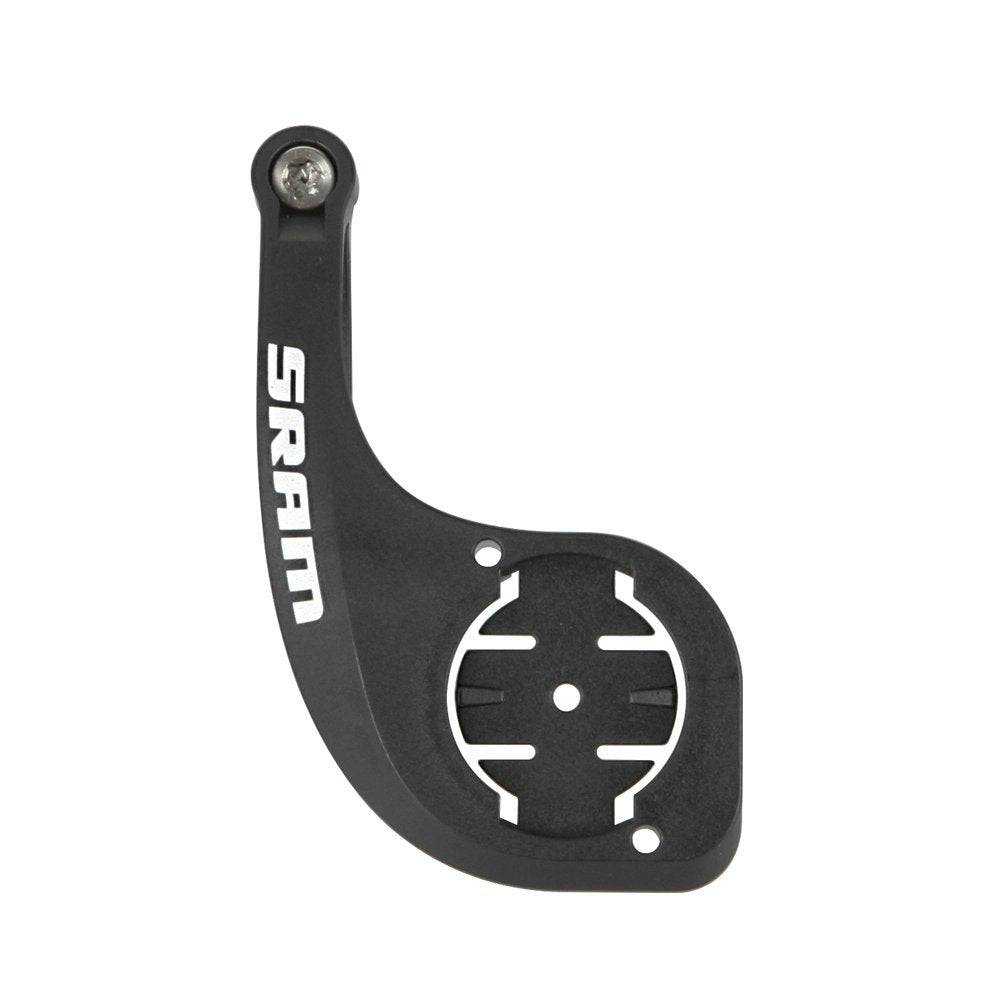 Sram QuickView MTB Garmin GPS computer mount on 31.8mm handlebar with quarter turn lock for secure attachment.