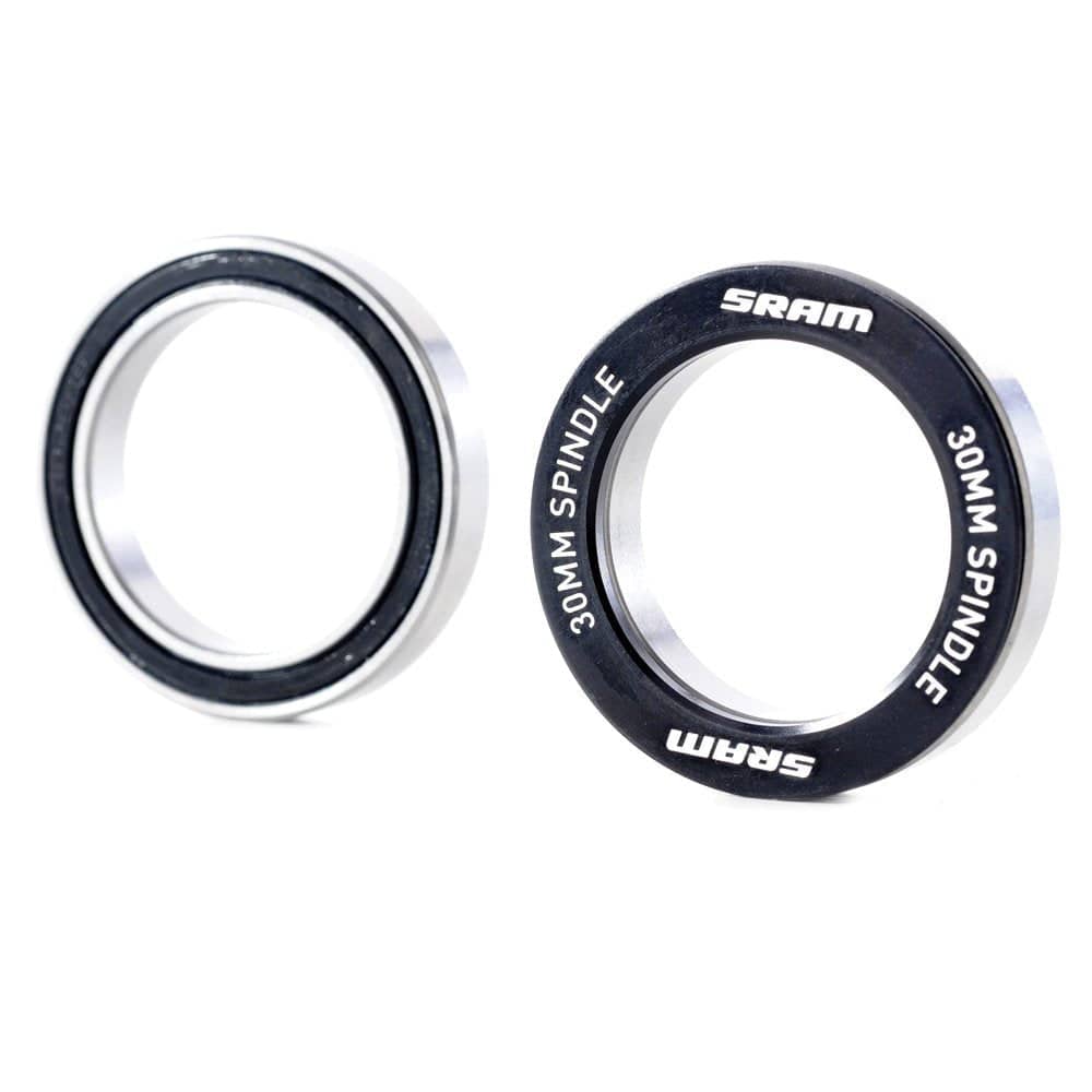 SRAM BB30 bearing assembly for BB30 bottom bracket, durable bike component with metal bearings and black housing.