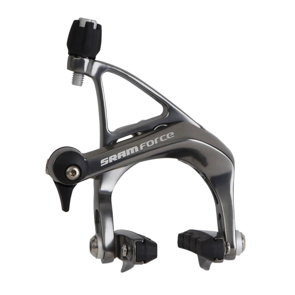 SRAM Force road bike brake set with front and rear calipers and pads, durable components for high-performance cycling.