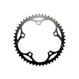 Sram 48T spare chain ring for road and track bikes, 130mm BCD, 5-bolt black aluminum component, suitable for road and track bikes.