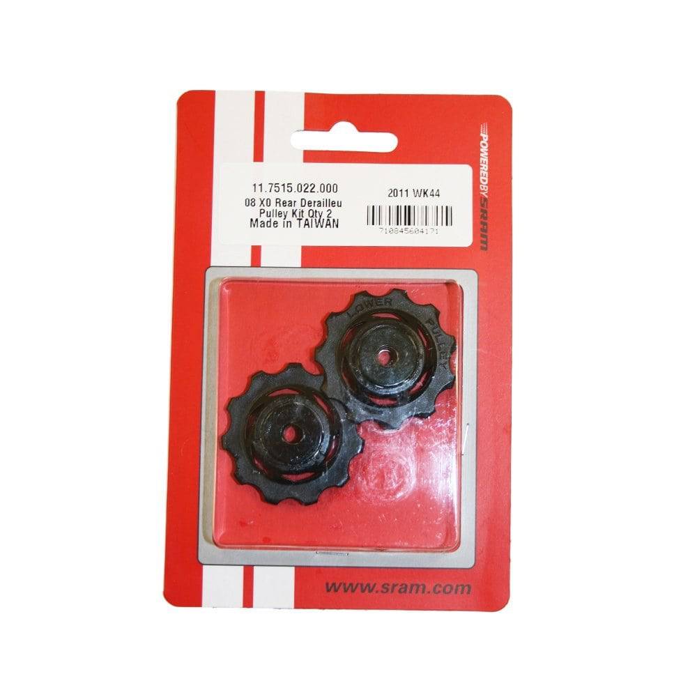 SRAM Jockey Wheel Set for X99 9.0SL 2002 and 9.0 2003 rear derailleur bike components, black and silver wheels with branding