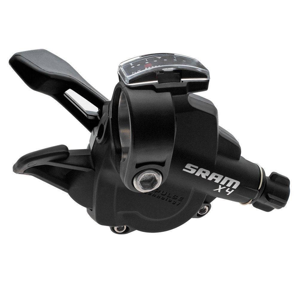 Sram X4 3-speed mountain bike trigger shifter with ergonomic design, compatible with SRAM and Shimano derailleurs.