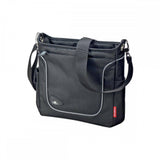 Rixen-Kaul Allegra 4L fashion bar bag attached to bike handlebar with Klickfix adapter and shoulder strap for cycling accessories.