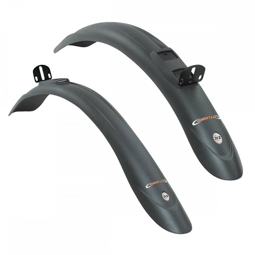 SKS Beavertail Mudguard set for mountain bikes with suspension forks, clip-on design, durable plastic accessories for mud protection