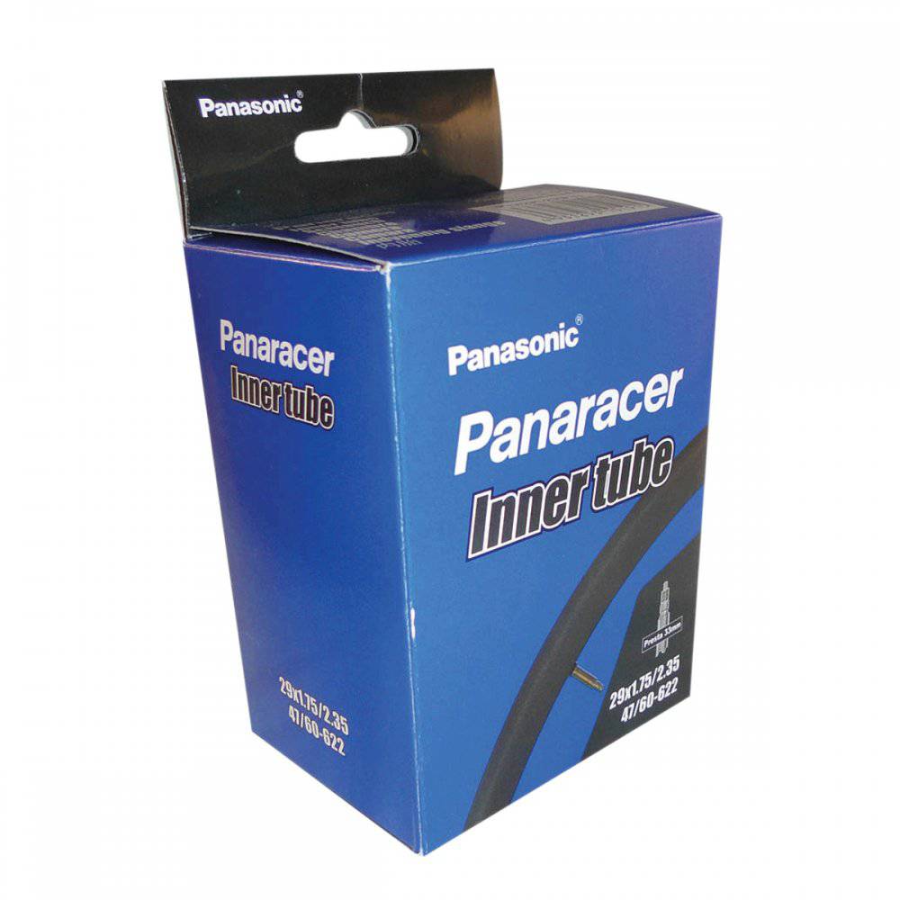 Panaracer premium inner tube for 27.5 and 29 inch bikes, 29x1.75-2.35 inches, with 48mm valve, black color.