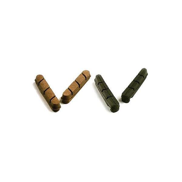 Miche brake pads for Shimano and Campagnolo pre-2010 calipers, alloy and carbon rim options, bicycle component, close-up view