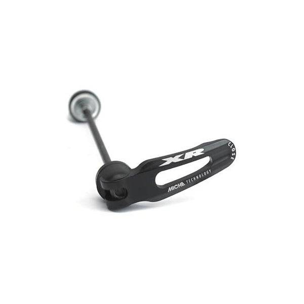 Miche XR quick release CNC alloy bike wheel skewer with anodised finish, lightweight cycling component for secure wheel attachment.