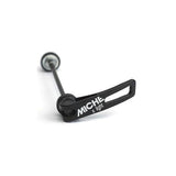 Miche Xlight alloy road bike quick release skewer set with anodised finish, lightweight bike component for fast wheel removal.