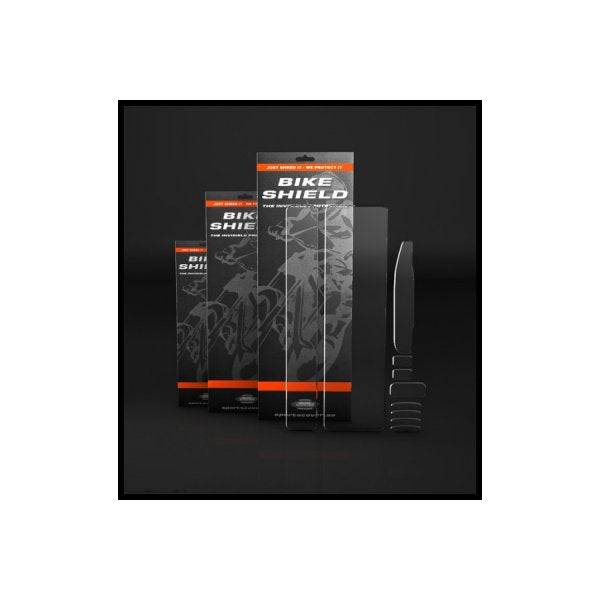 Bike Shield full clear gloss bike frame protection kit with durable protective film on a bike frame.