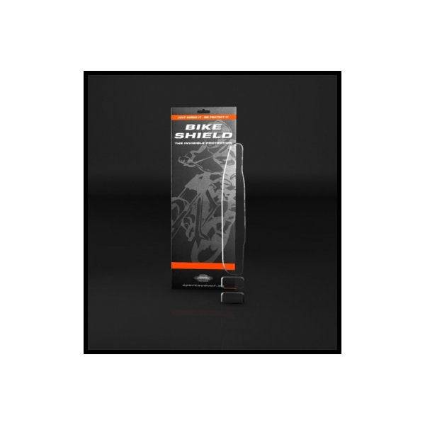 Bike Shield Stay & Cable Shield Kit in clear gloss for bicycle frame protection, includes shield accessories for bike security.
