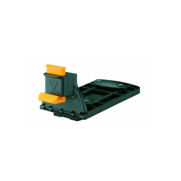 Topeak Fixer 6 black rear basket mount for bikes, compatible with F/Mtx racks, accessory for secure rear rack attachment.