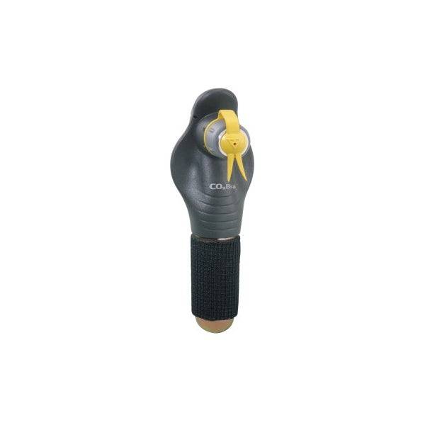 Topeak CO2-Bra bike tire inflator in black and yellow, compact and durable pump for quick tire inflation accessories.