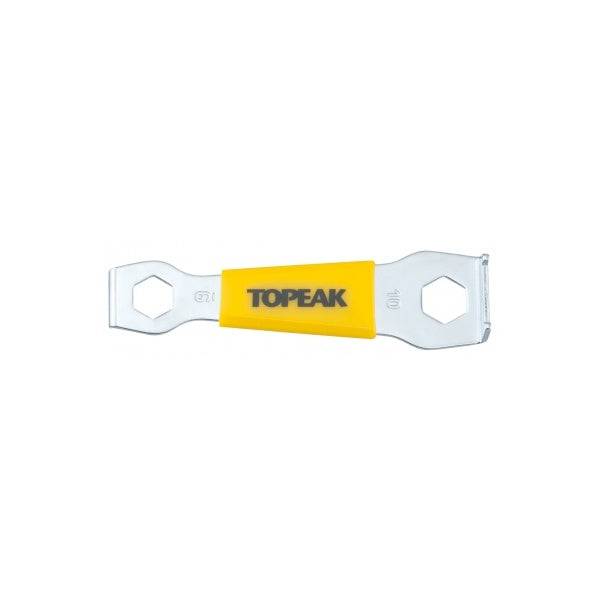 Topeak Silver Chainring Nut Wrench for bike maintenance and repairs, showing a close-up of the workshop tool in use.