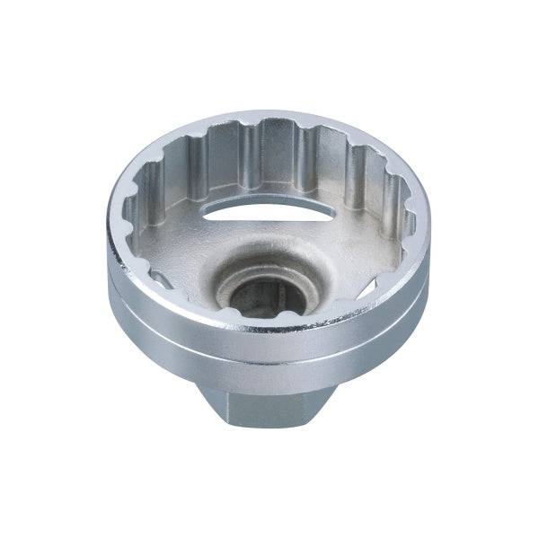 Topeak external bottom bracket tool in silver and black for bike maintenance, workshop-grade cycling tool.