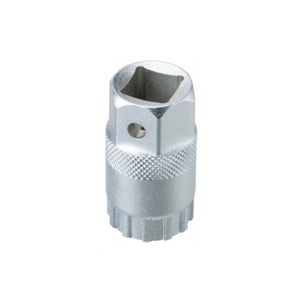 Topeak silver cassette lock ring remover tool for bike workshop, durable and essential for bike cassette removal.