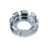 Silver Topeak workshop multispoke wrench for 13-15 gauge bike spokes, designed for precise spoke tension adjustment.