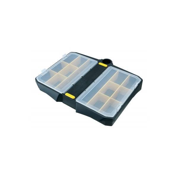 Topeak Prepstation tool tray with lid, black workshop storage organizer for tools and accessories, durable and neatly designed.