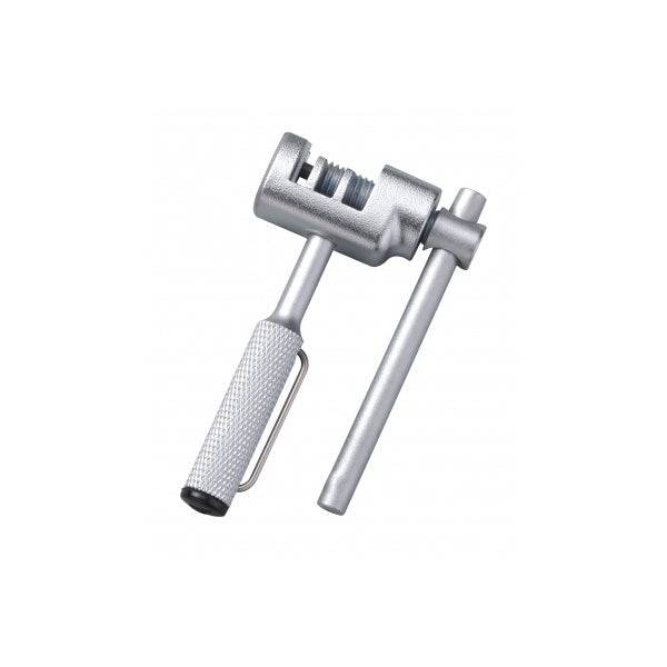 Topeak Universal Chain Tool in silver for bike chain repair, featuring a durable design and convenient storage handle.